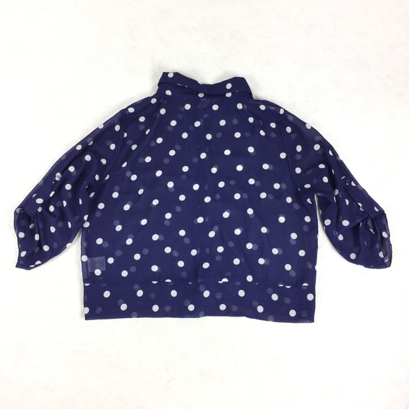 Bongo Polka Dot Print Tie Front Button Down Top - Picture 2 of 8